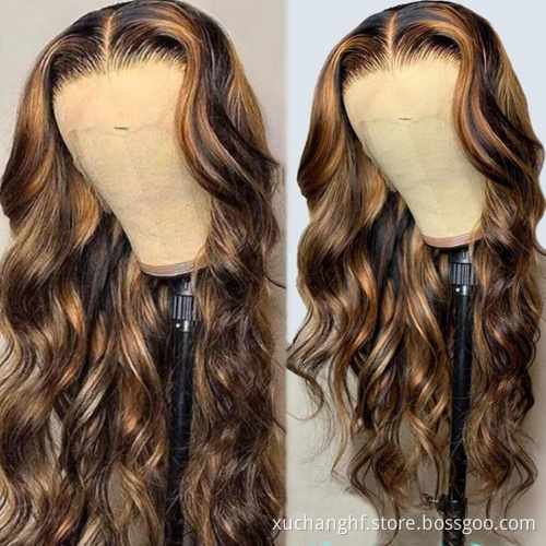 100% Real Mink Brazilian Human Hair Highlight bob Wig Ombre Color Lace Frontal Lace closure Cuticle Aligned Virgin Hair Wig